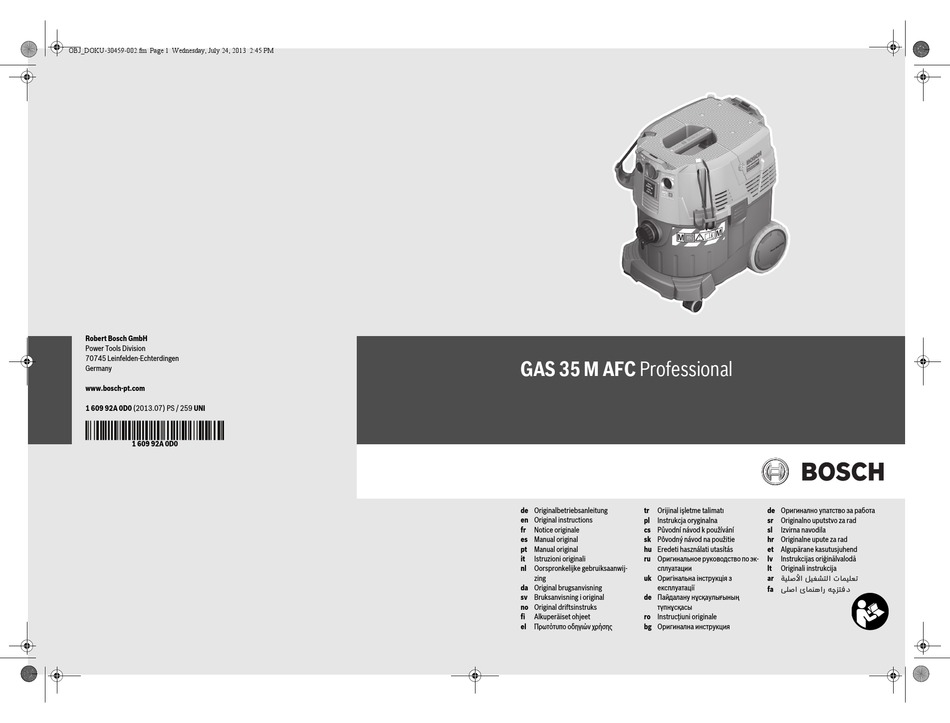 BOSCH GAS 35 M AFC ORIGINAL INSTRUCTIONS MANUAL Pdf Download ManuaLib