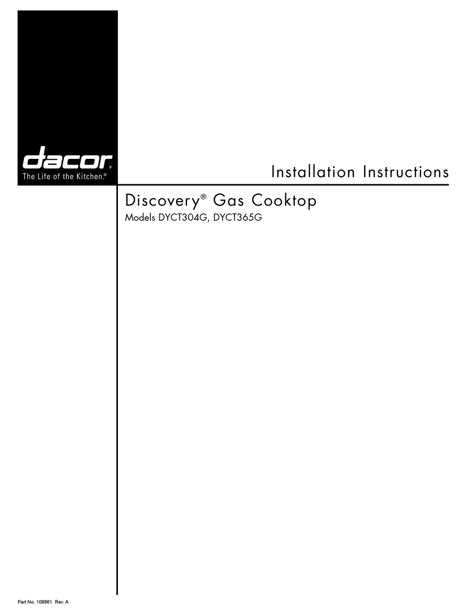 DACOR DYCT304G INSTALLATION INSTRUCTIONS MANUAL Pdf Download | ManualsLib