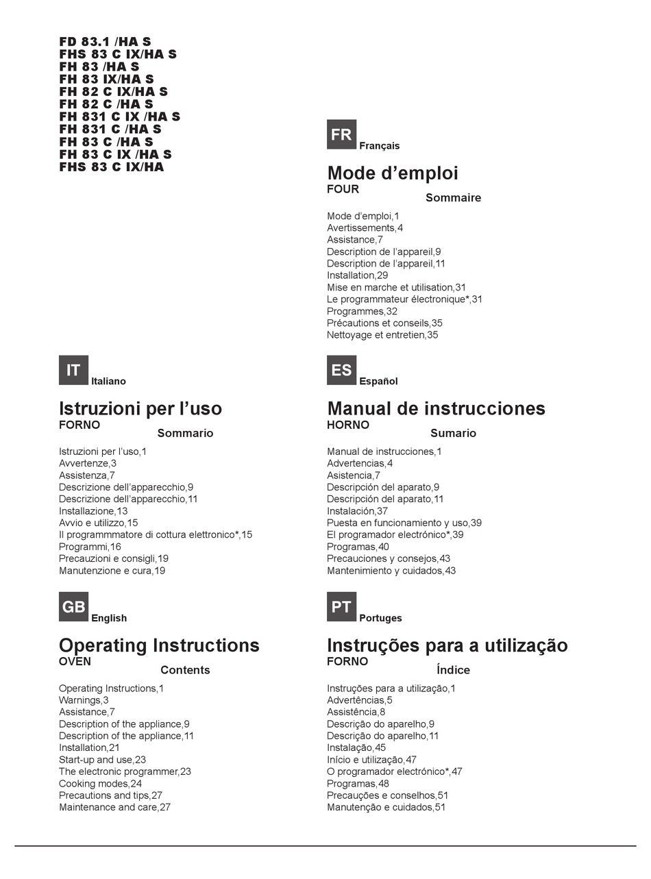 HOTPOINT ARISTON FD 83.1 /HA S OPERATING INSTRUCTIONS MANUAL Pdf Download |  ManualsLib