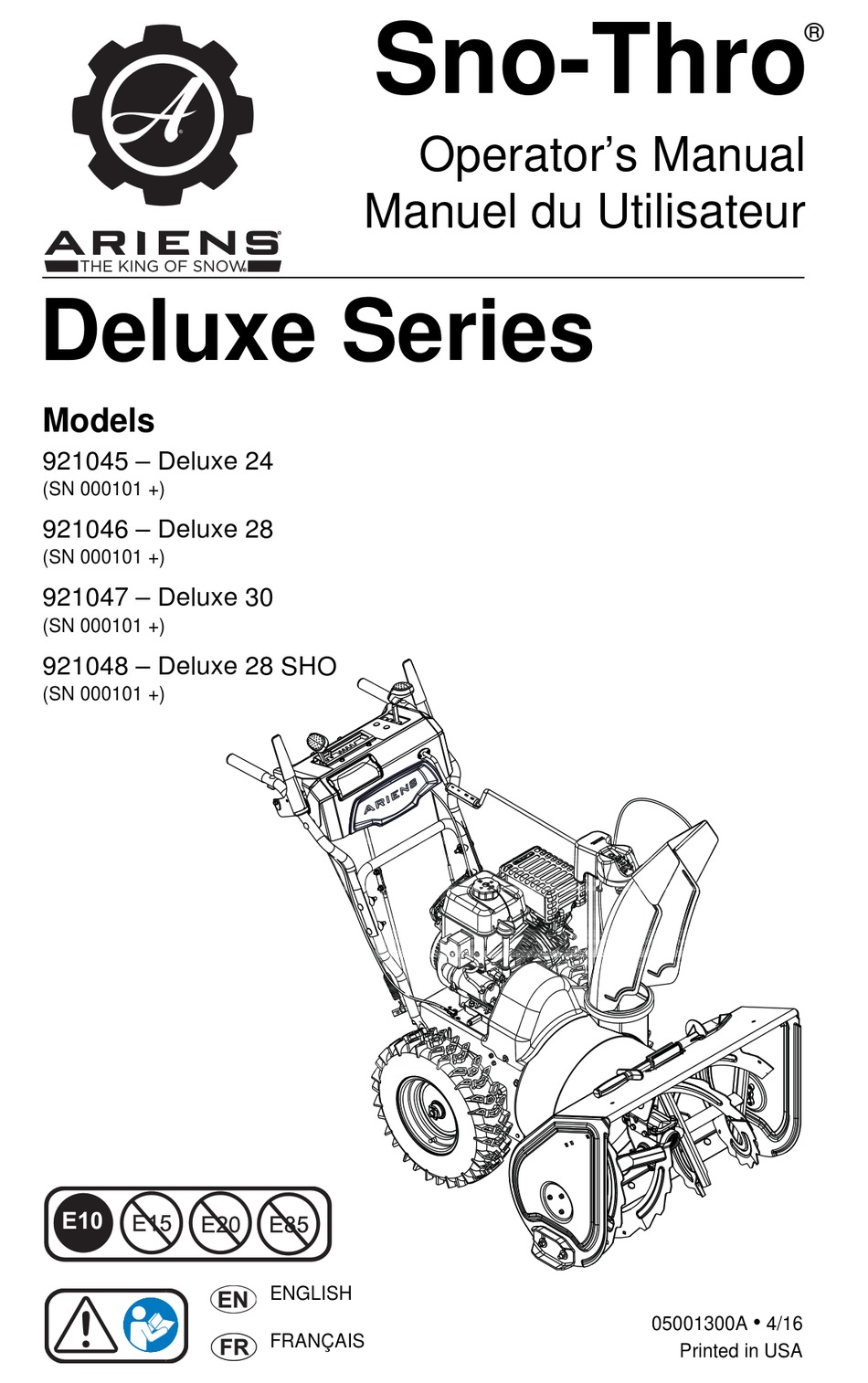 Ariens 921045 Operator S Manual Pdf Download Manualslib