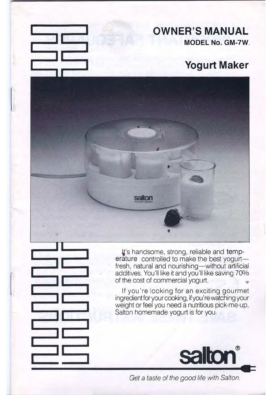 salton yogurt maker instructions gm5