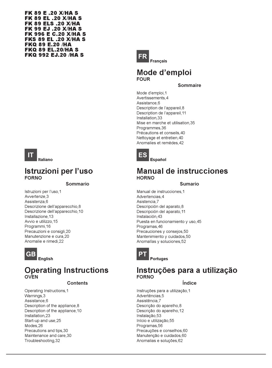 HOTPOINT ARISTON FK 89 E .20 X/HA S OPERATING INSTRUCTIONS MANUAL Pdf  Download | ManualsLib