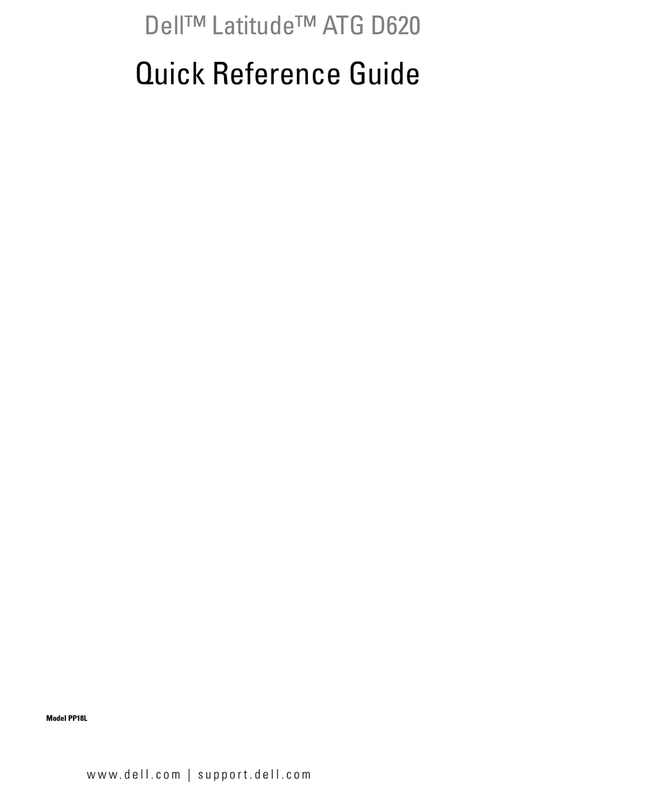 DELL LATITUDE ATG D620 QUICK REFERENCE MANUAL Pdf Download | ManualsLib