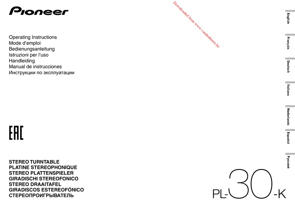 Pioneer Pl 30 K Operating Instructions Manual Pdf Download Manualslib