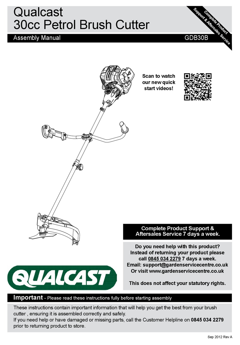 qualcast brush cutter gdb30b