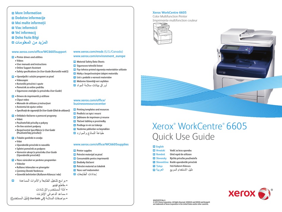 XEROX WORKCENTRE 6605 QUICK USE MANUAL Pdf Download ManualsLib