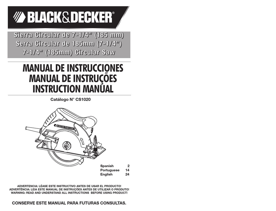 Manual de usuario Black & Decker CM2021B (Español - 2 páginas)