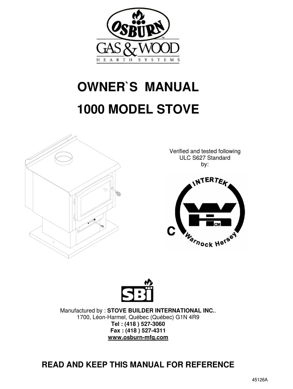 GAS & WOOD 1000 OWNER'S MANUAL Pdf Download | ManualsLib