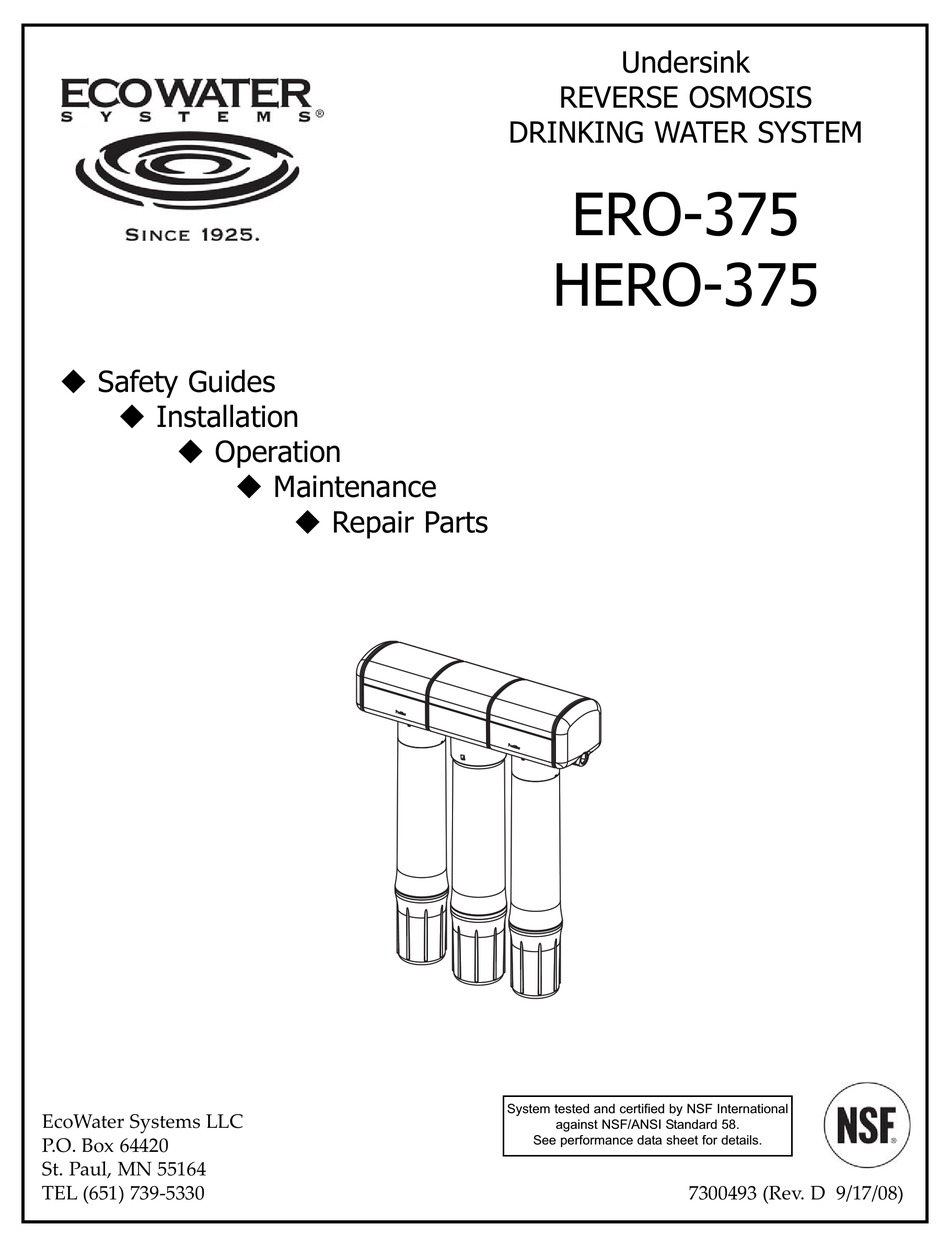 ECOWATER ERO-375 USER MANUAL Pdf Download | ManualsLib