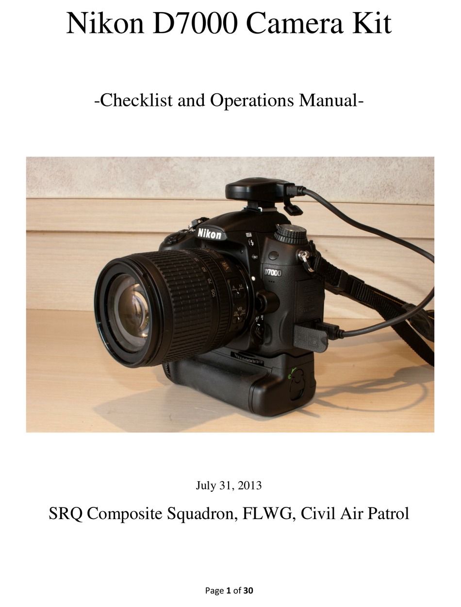 NIKON D7000 CHECKLIST AND OPERATIONS MANUAL Pdf Download | ManualsLib