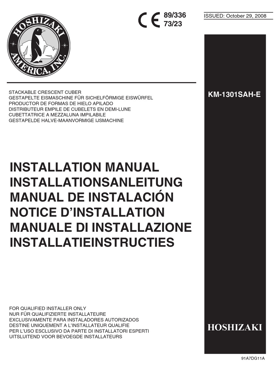 HOSHIZAKI KM1301SAHE INSTALLATION MANUAL Pdf Download ManualsLib