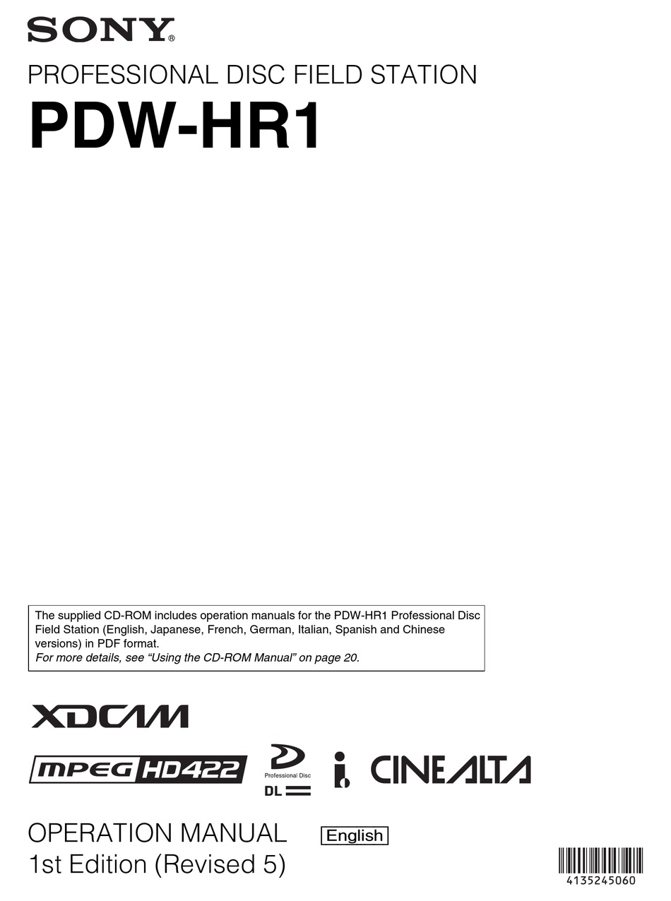 Sony Pdw Hr1 Operation Manual Pdf Download Manualslib