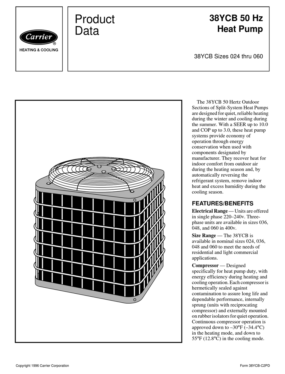 CARRIER 38YCB PRODUCT DATA Pdf Download | ManualsLib