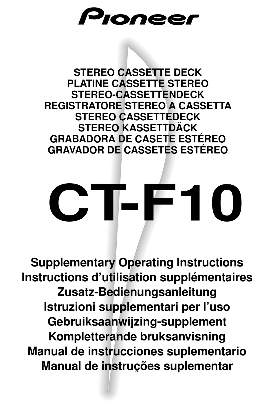 PIONEER CT-F10 SUPPLEMENTARY OPERATING INSTRUCTIONS Pdf Download ...