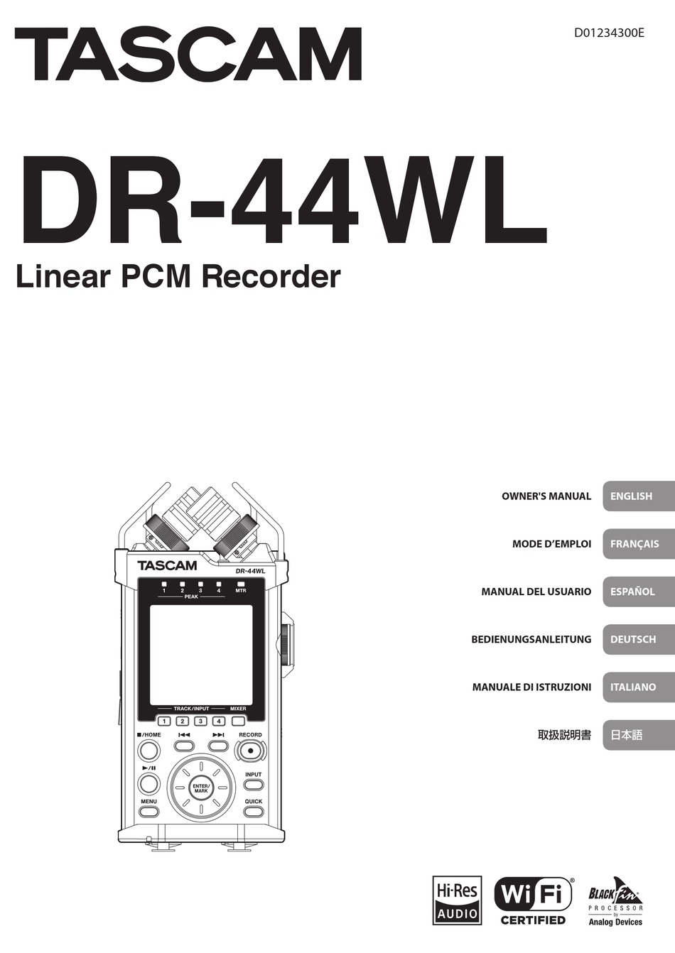 TASCAM DR-44WL OWNER'S MANUAL Pdf Download | ManualsLib