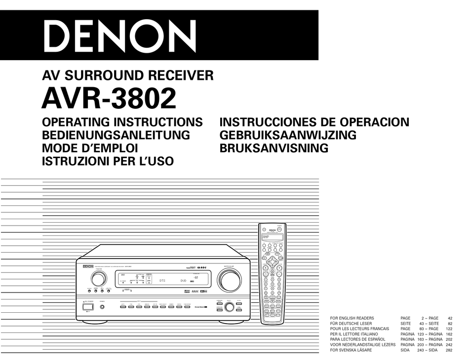 DENON AVR-3802 OPERATING INSTRUCTIONS MANUAL Pdf Download | ManualsLib