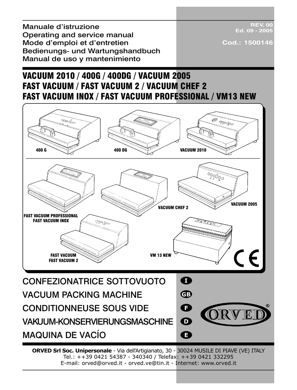 ORVED VACUUM 2010 OPERATING AND SERVICE MANUAL Pdf Download ManualsLib