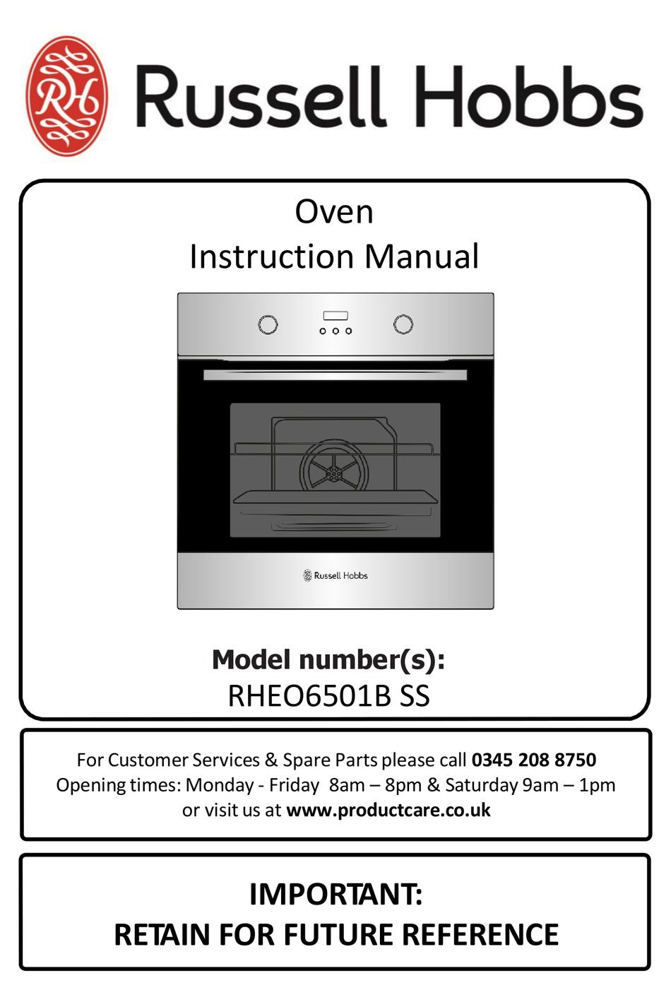 RUSSELL HOBBS RHEO6501B SS INSTRUCTION MANUAL Pdf Download ManualsLib