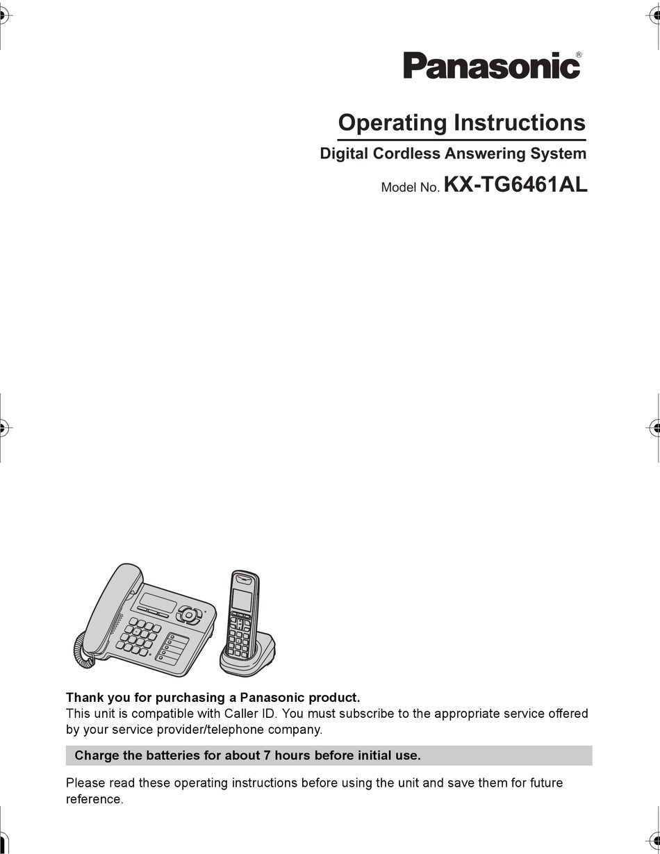 PANASONIC KX-TG6461AL OPERATING INSTRUCTIONS MANUAL Pdf Download ...