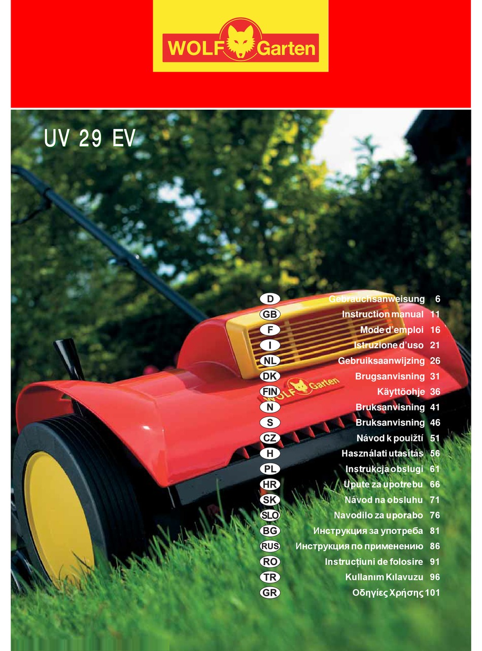 Wolf Garten Uv 29 Ev Instruction Manual Pdf Download Manualslib