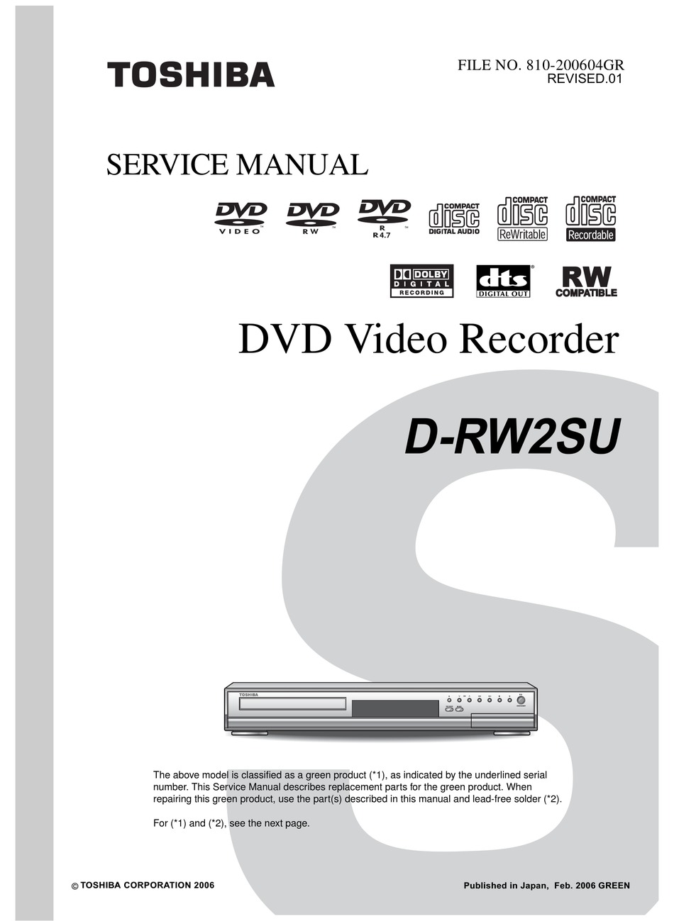 TOSHIBA DRW2SU SERVICE MANUAL Pdf Download ManuaLib