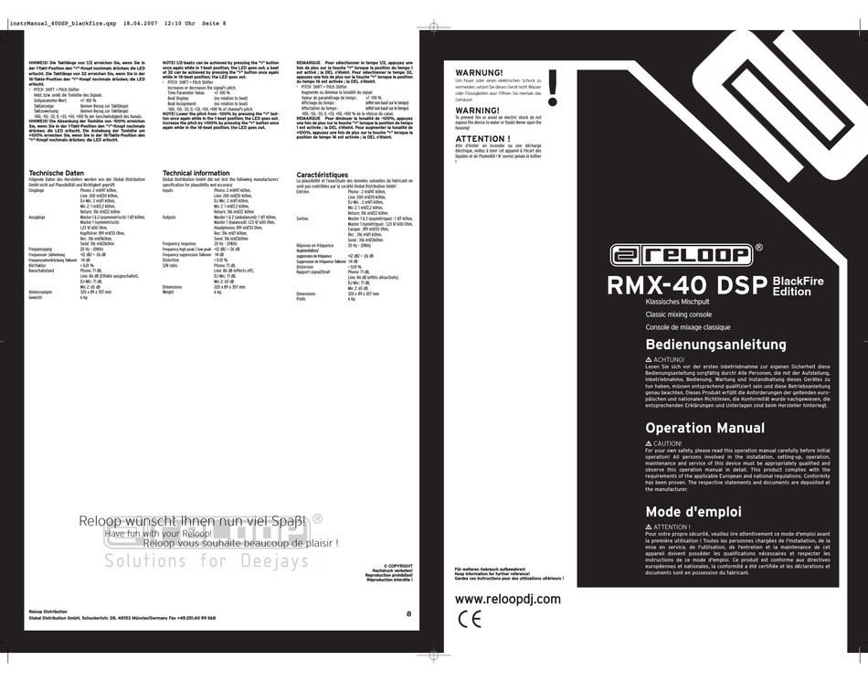 RELOOP RMX40 DSP OPERATION MANUAL Pdf Download ManualsLib