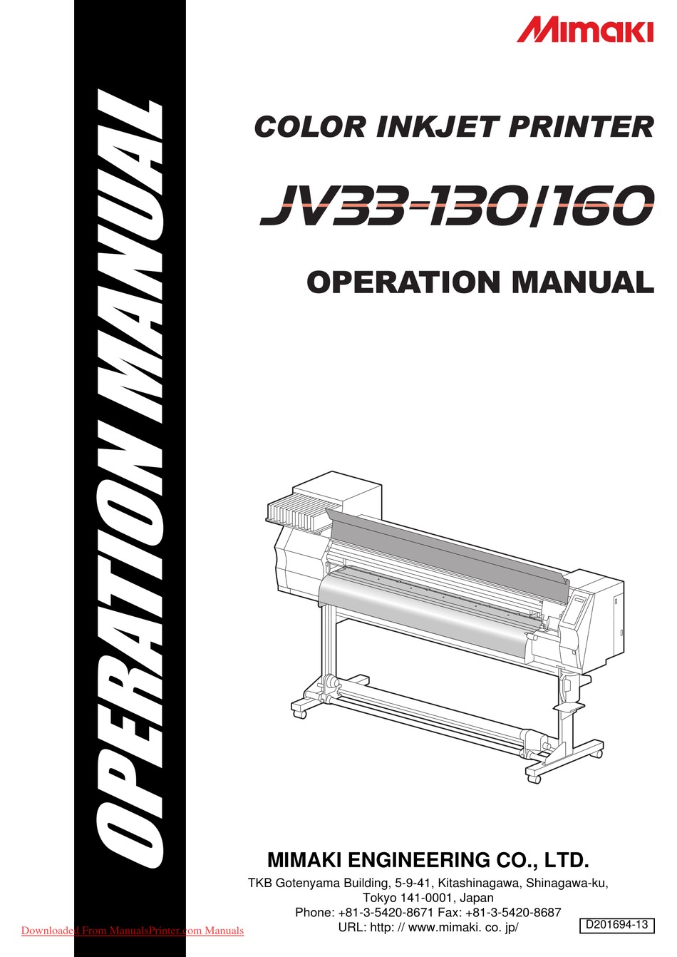 MIMAKI JV33-160 OPERATION MANUAL Pdf Download | ManualsLib