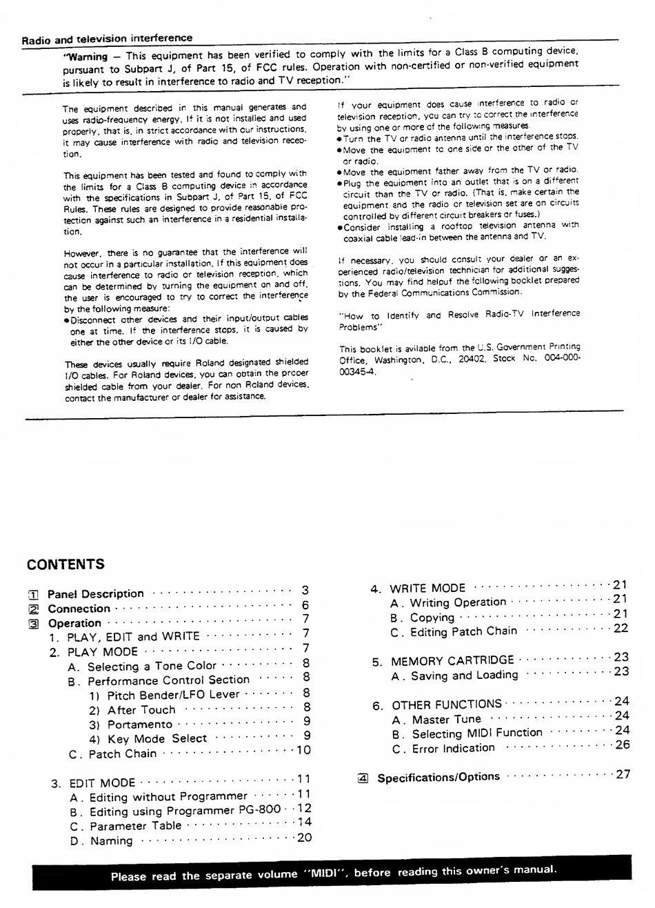 ROLAND JX8P OWNER'S MANUAL Pdf Download ManualsLib