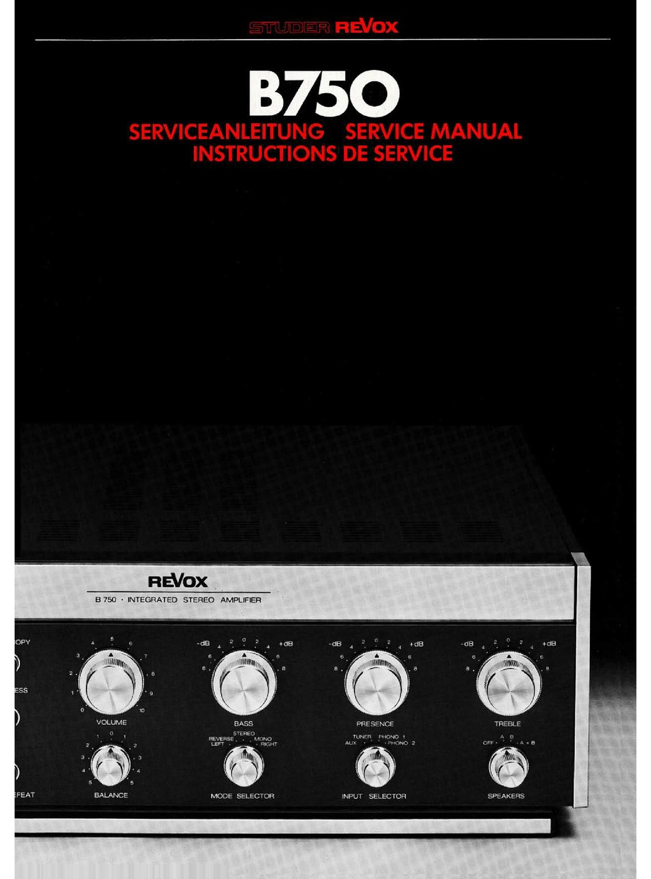 REVOX B750 SERVICE MANUAL Pdf Download | ManualsLib