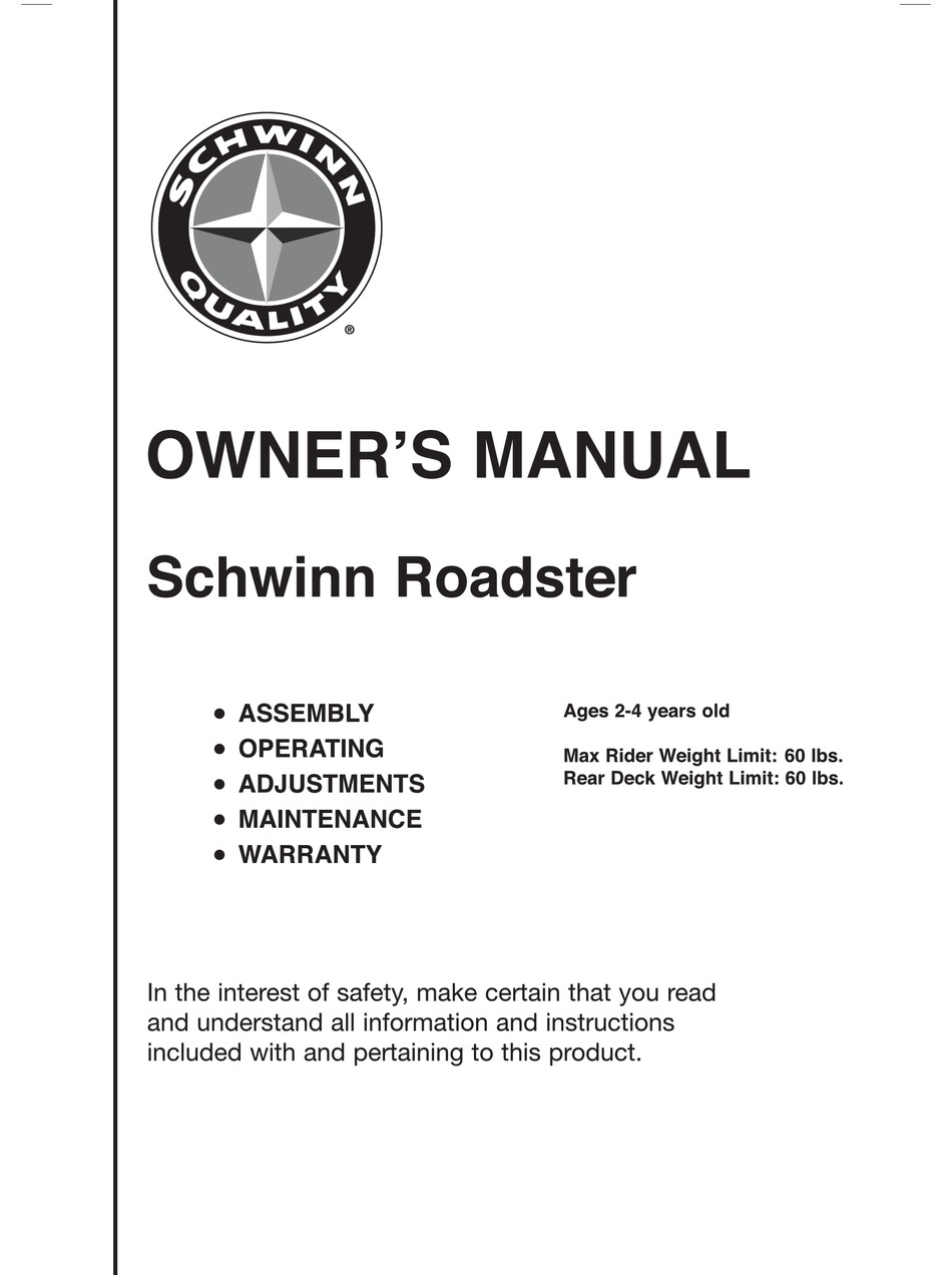 SCHWINN ROADSTER OWNERS MANU Pdf Download ManuaLib