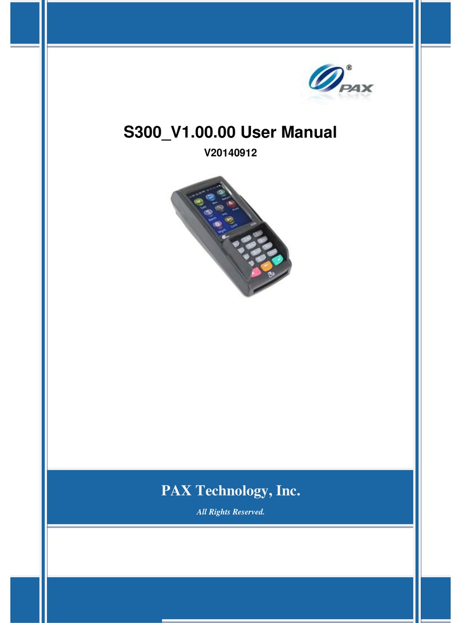 PAX S300 USER MANUAL Pdf Download | ManualsLib