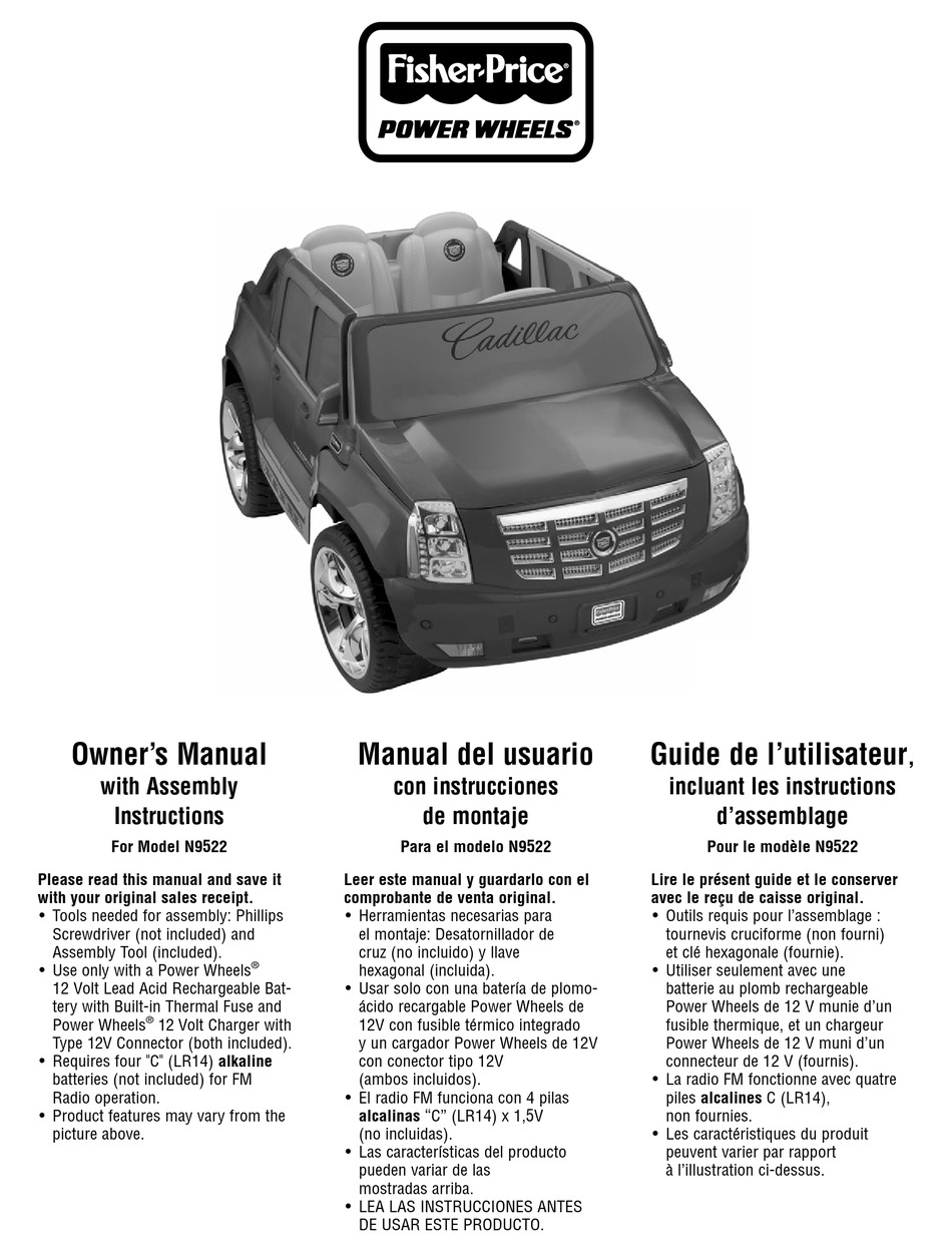 FISHERPRICE POWER WHEELS N9522 OWNER'S MANUAL Pdf Download ManualsLib