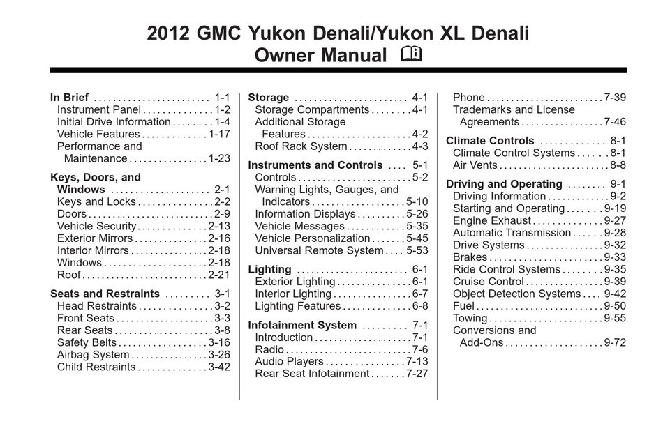 GMC YUKON XL DENALI OWNER'S MANUAL Pdf Download ManualsLib