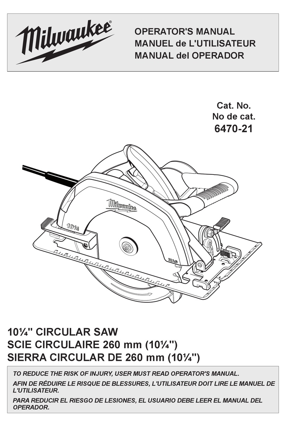 MILWAUKEE 6470-21 OPERATOR'S MANUAL Pdf Download | ManualsLib