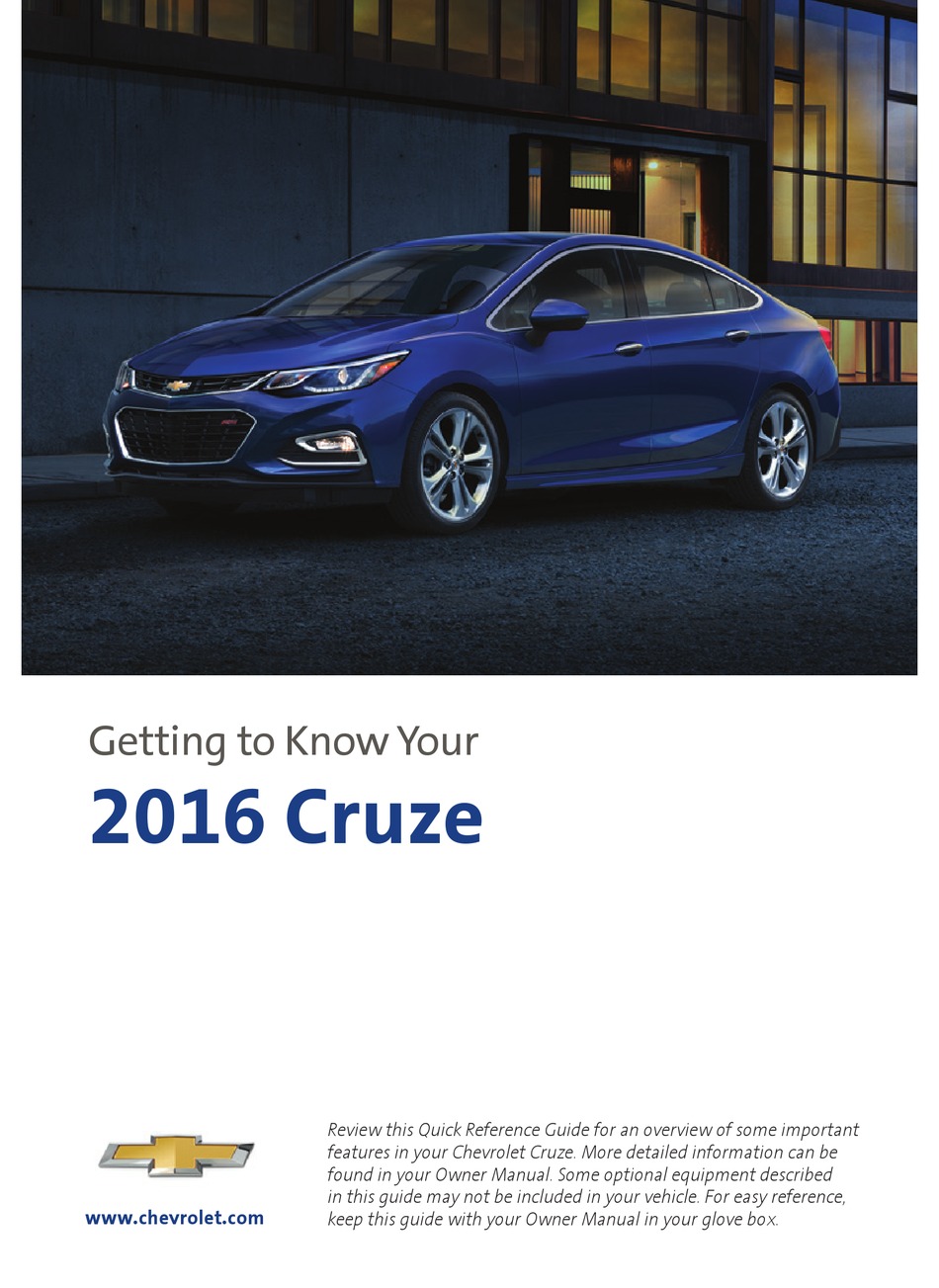 Chevrolet Cruze Getting To Know Manual Pdf Download Manualslib