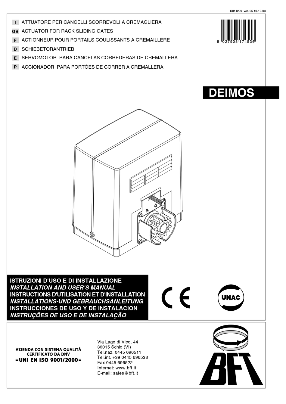 DEIMOS D811299 INSTALLATION AND USER MANUAL Pdf Download | ManualsLib