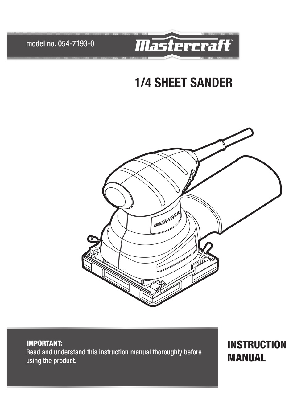 mastercraft belt sander manual