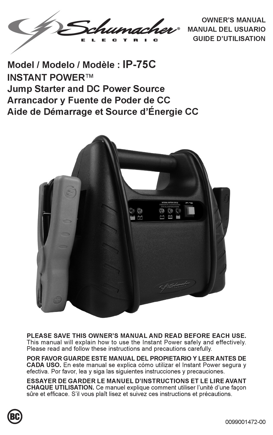 SCHUMACHER INSTANT POWER IP75C OWNER