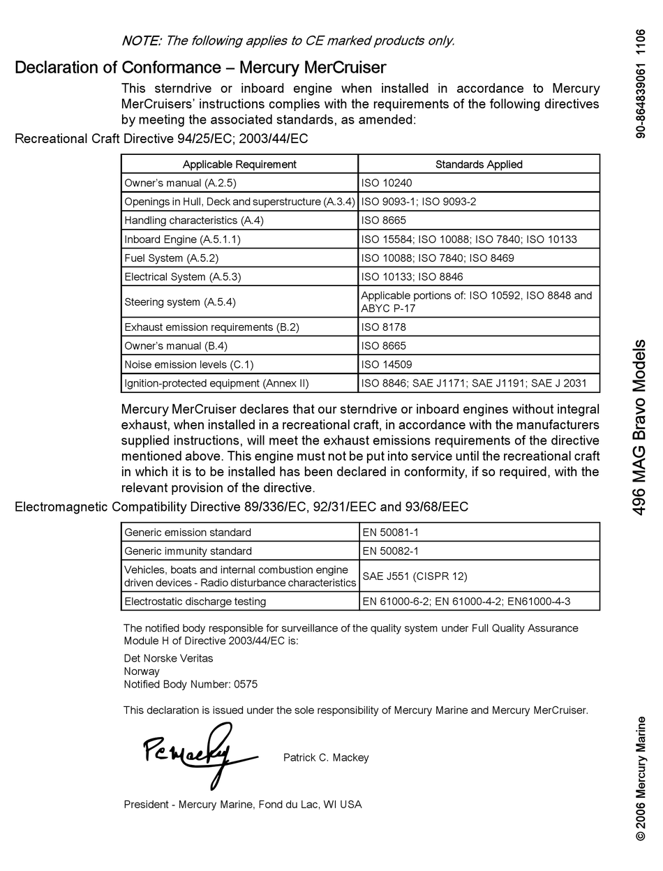 MERCRUISER 496 MAG BRAVO USER MANUAL Pdf Download ManualsLib