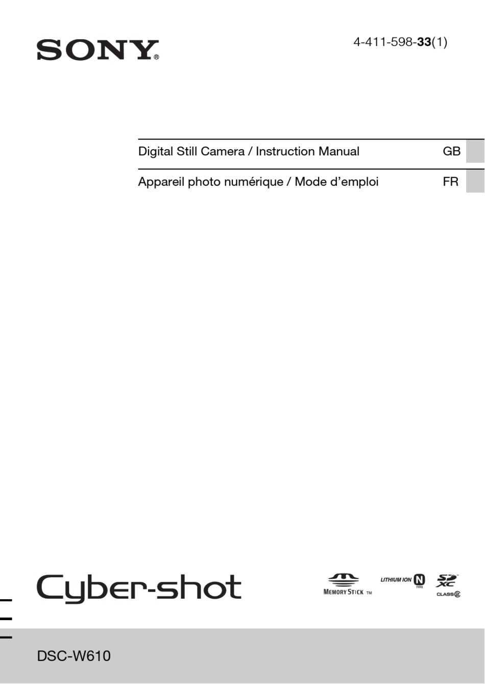 Manual da câmera digital sony cyber shot dsc w610 Sony Dsc W610 Instruction Manual Pdf Download Manualslib