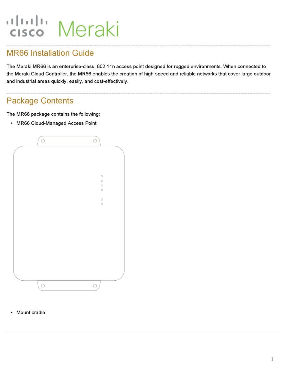 meraki wireless access point on Cisco Meraki Mr66 Installation Manual Pdf Download Manualslib