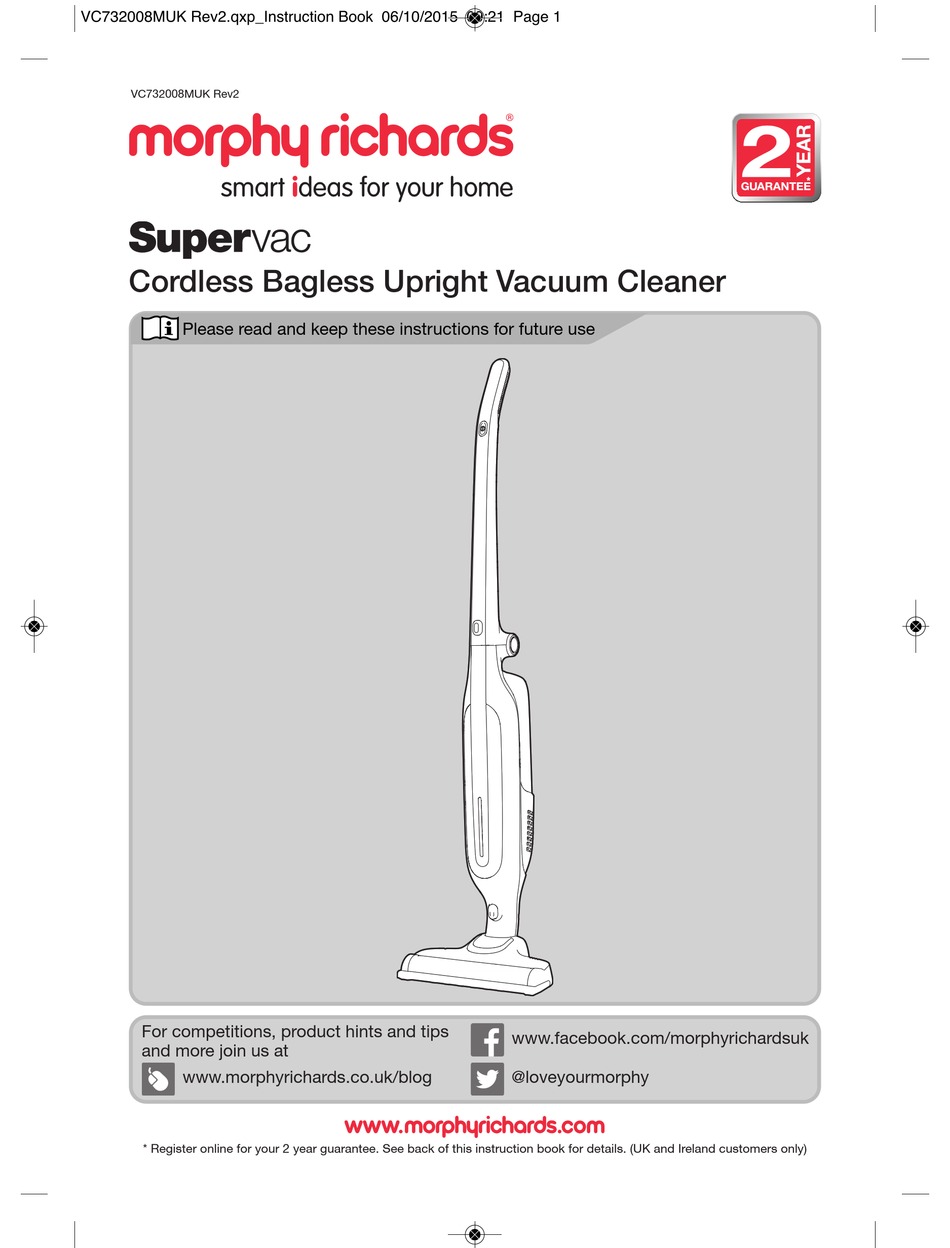 MORPHY RICHARDS SUPERVAC 732009 MANUAL Pdf Download ManualsLib