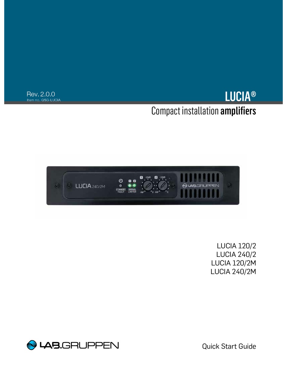 LAB.GRUPPEN LUCIA 120/2 QUICK START MANUAL Pdf Download ManualsLib