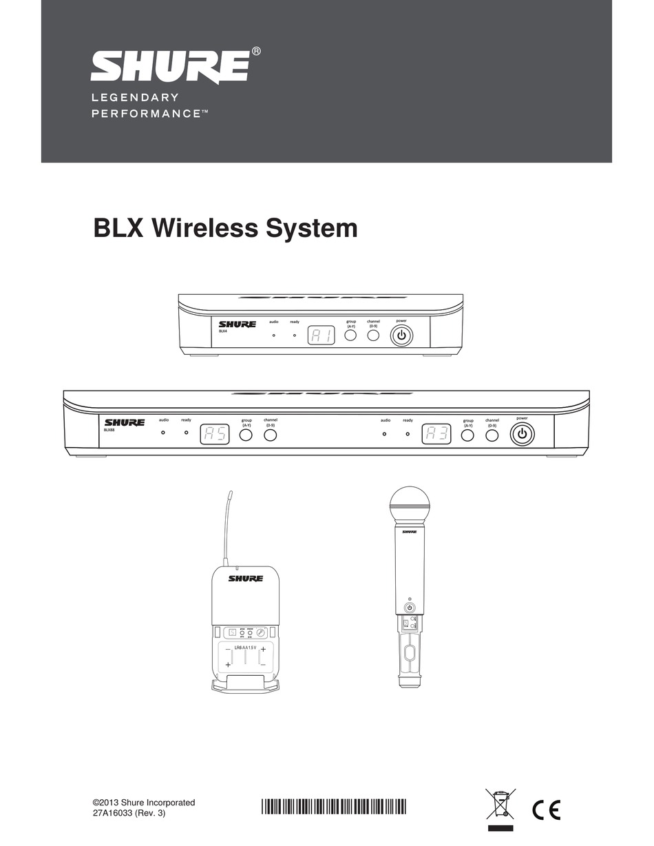 SHURE BLX WIRELESS SYSTEM MANUAL Pdf Download ManualsLib