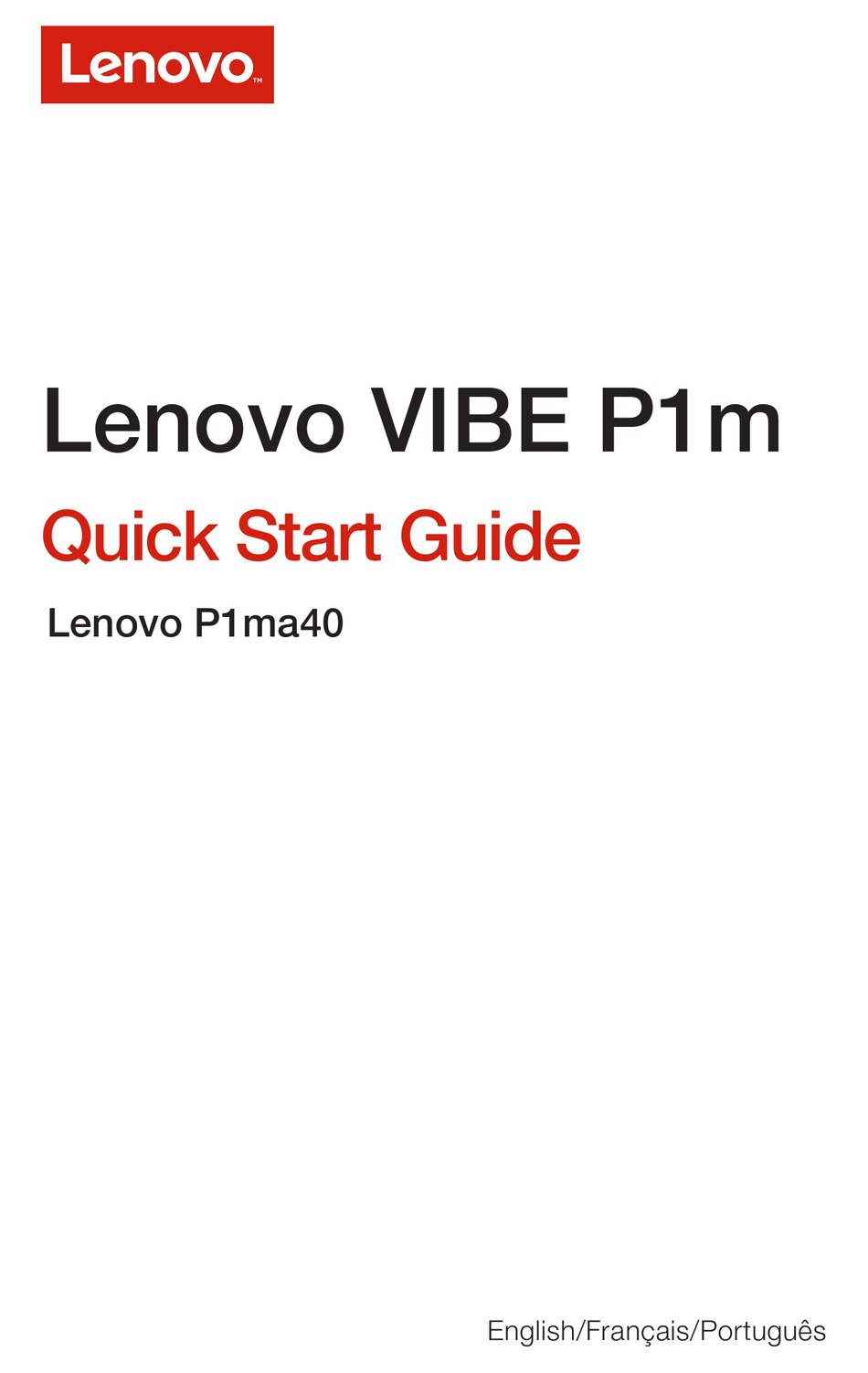 Telephone Technical Support - Lenovo VIBE P1m Quick Start Manual.