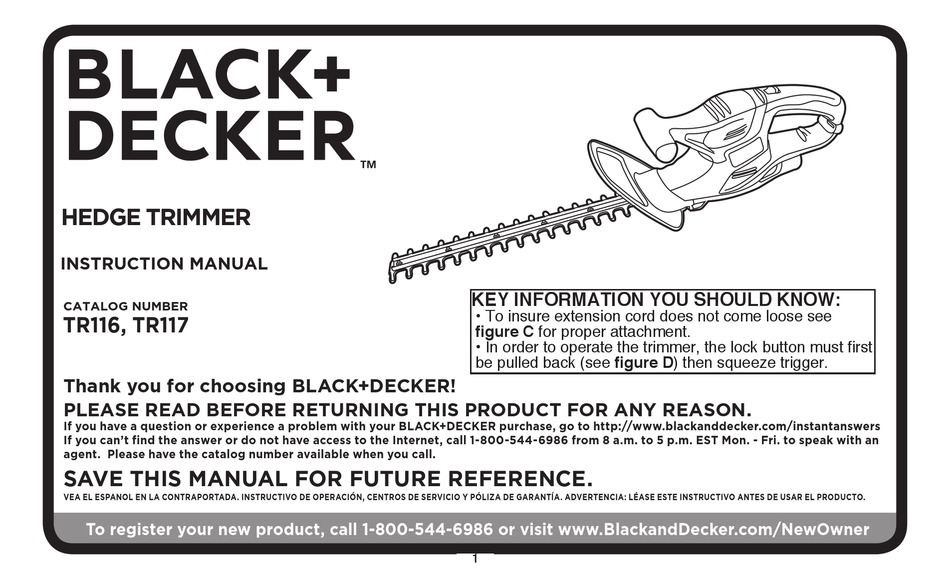 Black & Decker GH3000 Type 1 Parts Diagram for Hedge Trimmer