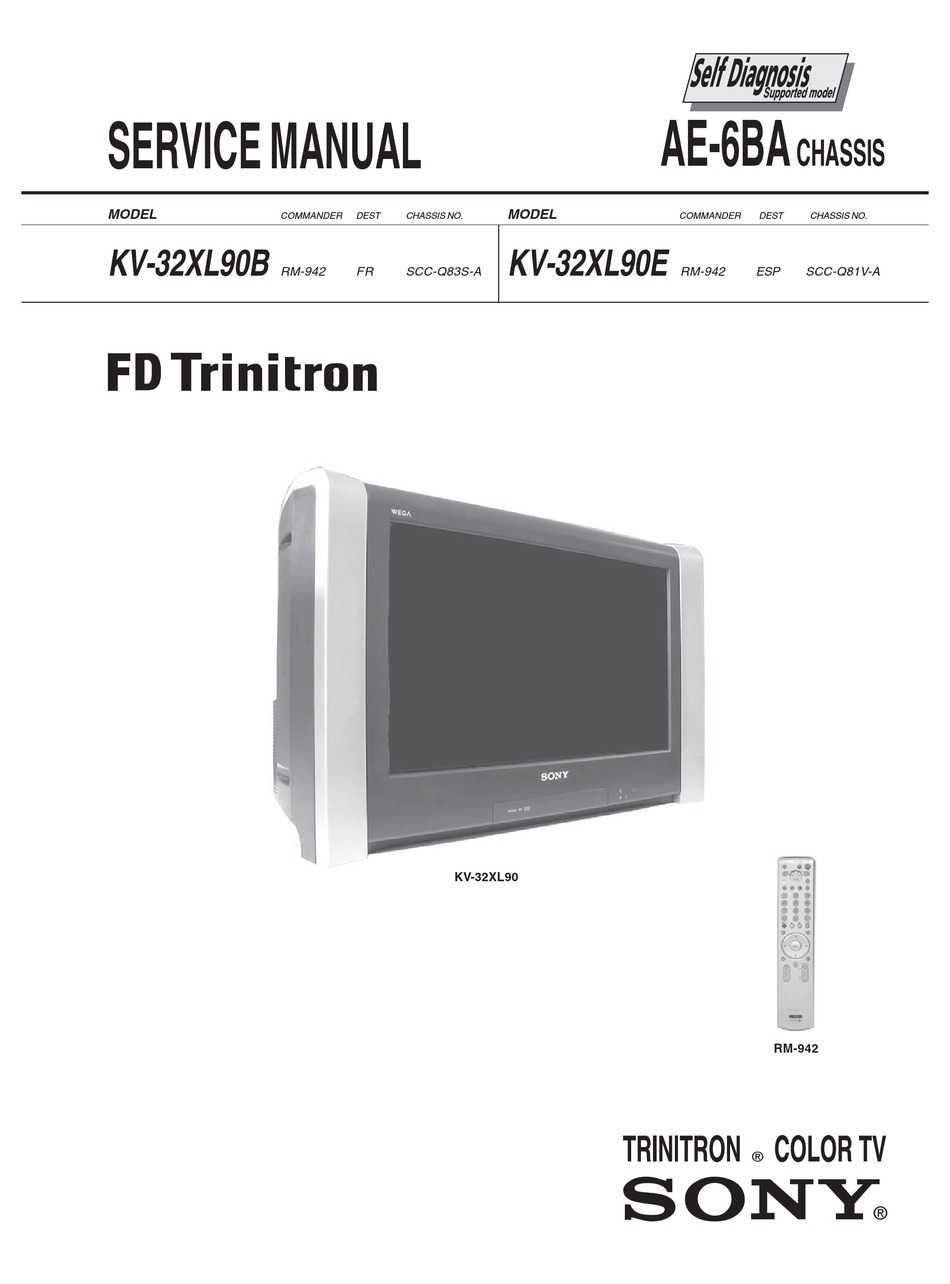 SONY TRINITRON KV-32XL90B SERVICE MANUAL Pdf Download | ManualsLib