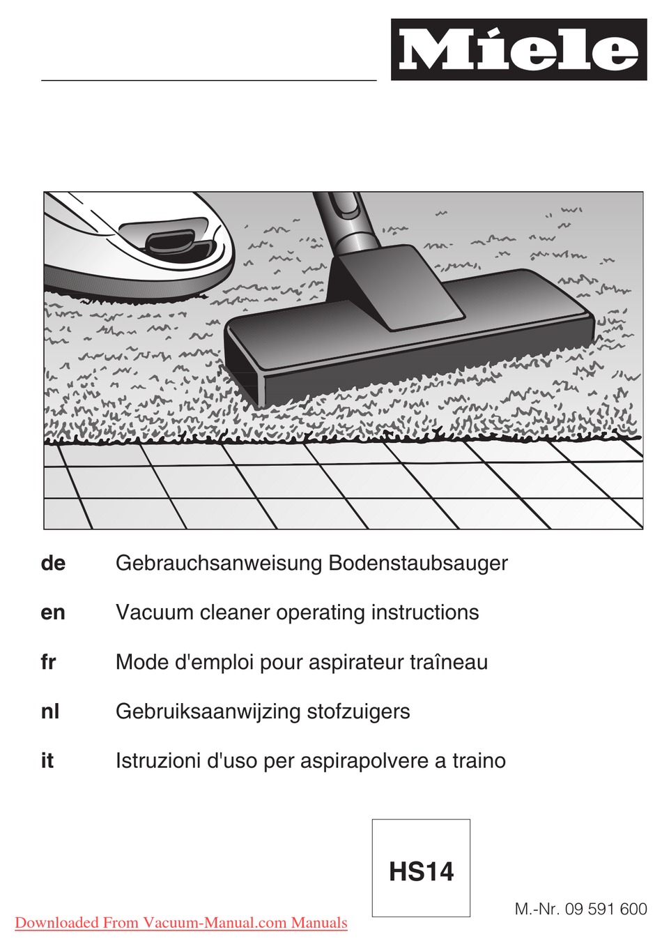 MIELE HS14 OPERATING INSTRUCTIONS MANUAL Pdf Download ManualsLib