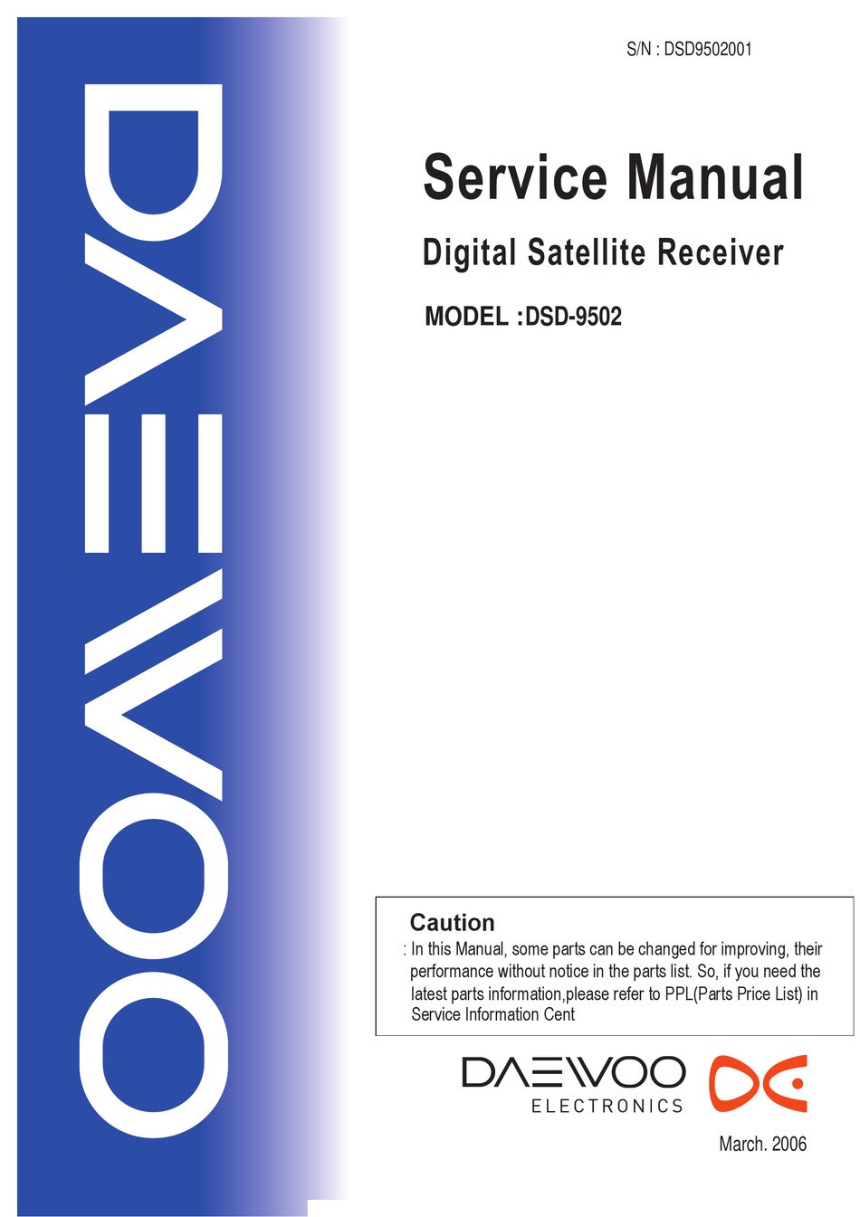 DAEWOO DSD-9502 SERIES SERVICE MANUAL Pdf Download | ManualsLib
