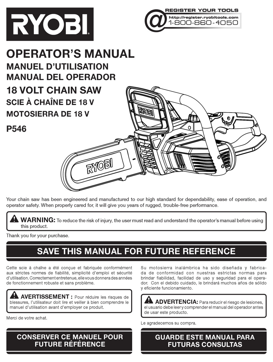 RYOBI P546 OPERATOR'S MANUAL Pdf Download | ManualsLib
